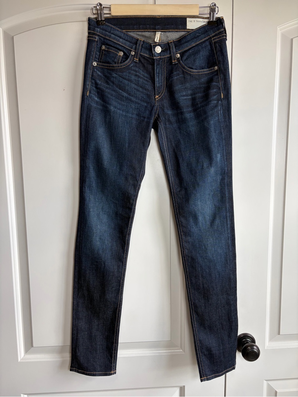 Rag & Bone Skinny Low Rise Kensington Dark Blue Jeans 25
